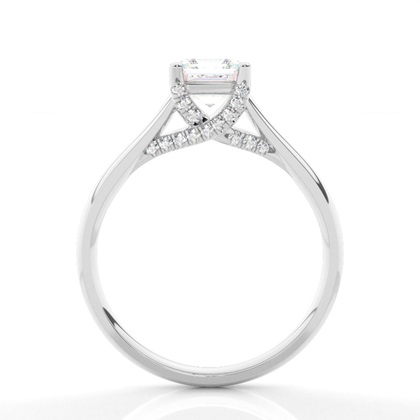 4 Prong Setting Round Diamond Side Stone Engagement Ring