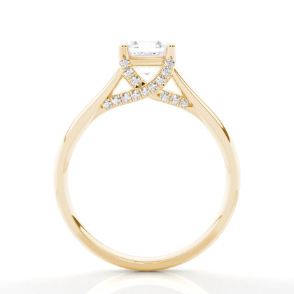 4 Prong Setting Round Diamond Side Stone Engagement Ring