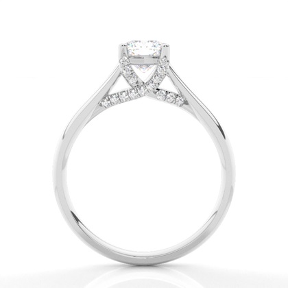 4 Prong Setting Round Diamond Side Stone Engagement Ring