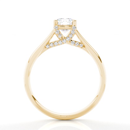 4 Prong Setting Round Diamond Side Stone Engagement Ring