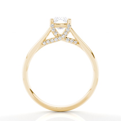 Verlobungsring Mit 4 Krappen In Runder Moissanit-Seitensteinfassung