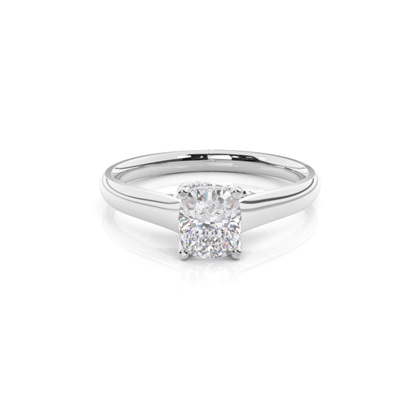 4 Prong Setting Round Moissanite Side Stone Engagement Ring