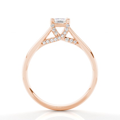 Verlobungsring Mit 4 Krappen In Runder Moissanit-Seitensteinfassung