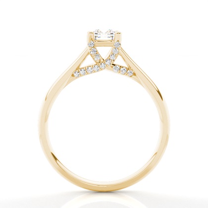 4 Prong Setting Round Diamond Side Stone Engagement Ring