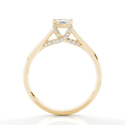 Verlobungsring Mit 4 Krappen In Runder Moissanit-Seitensteinfassung