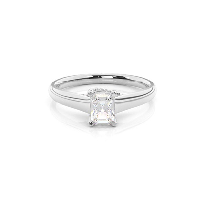 4 Prong Setting Round Diamond Side Stone Engagement Ring