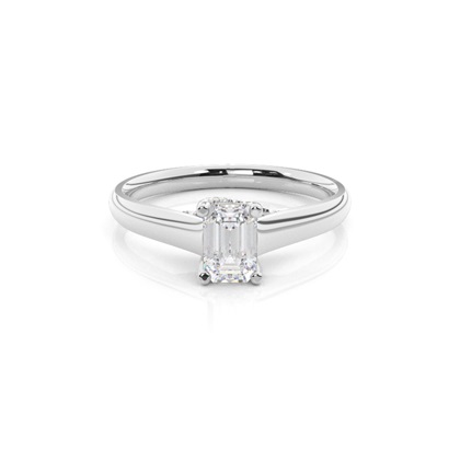4 Prong Setting Round Moissanite Side Stone Engagement Ring