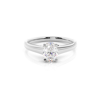 4 Prong Setting Round Diamond Side Stone Engagement Ring