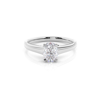 4 Prong Setting Round Moissanite Side Stone Engagement Ring