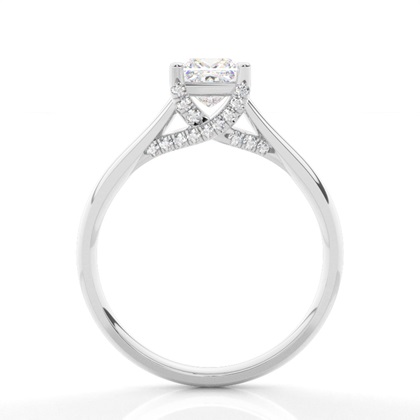 4 Prong Setting Round Diamond Side Stone Engagement Ring