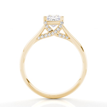 4 Prong Setting Round Diamond Side Stone Engagement Ring