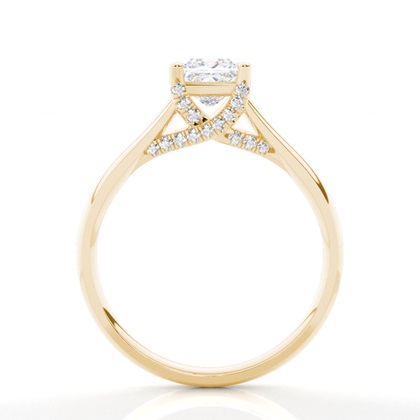 Verlobungsring Mit 4 Krappen In Runder Moissanit-Seitensteinfassung