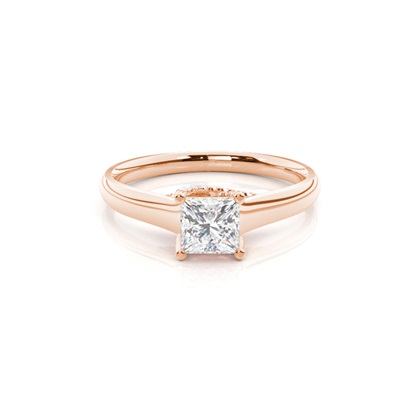 4 Prong Setting Round Diamond Side Stone Engagement Ring