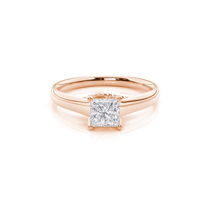 4 Prong Setting Round Moissanite Side Stone Engagement Ring