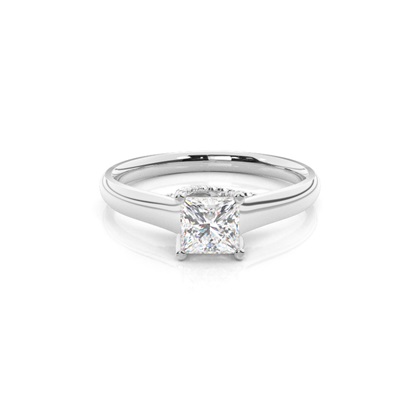 4 Prong Setting Round Diamond Side Stone Engagement Ring