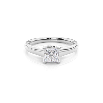4 Prong Setting Round Moissanite Side Stone Engagement Ring