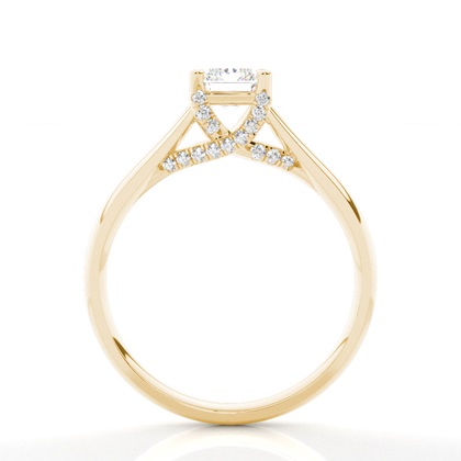 4 Prong Setting Round Diamond Side Stone Engagement Ring