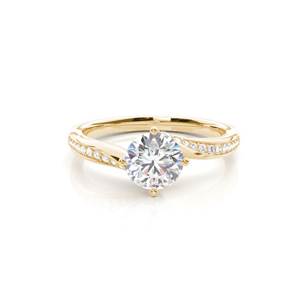 4 Prong Setting Round Diamond Side Stone Engagement Ring