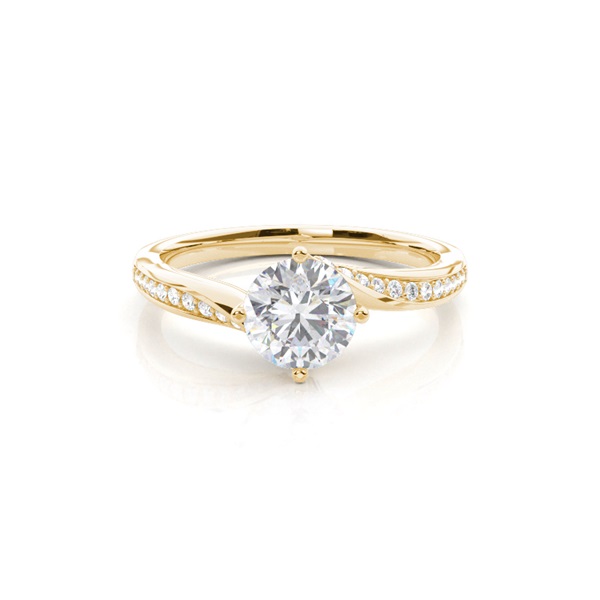 4 Prong Setting Round Moissanite Side Stone Engagement Ring