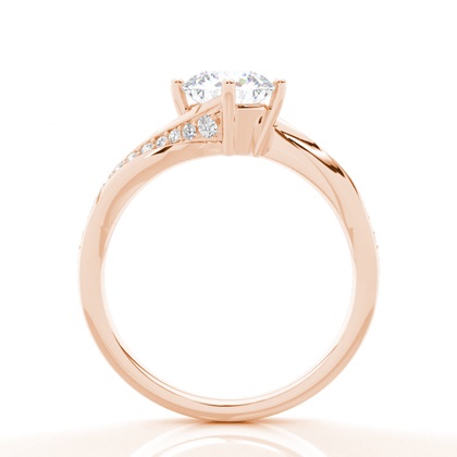 Verlobungsring Mit 4 Krappen In Runder Moissanit-Seitensteinfassung