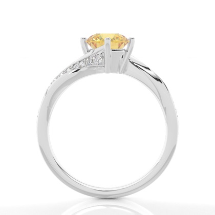Prong Setting Yellow Diamond Side Stone Engagement Ring