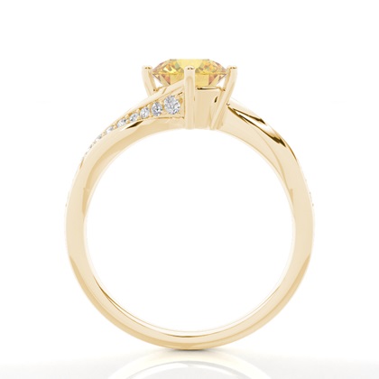 Prong Setting Yellow Diamond Side Stone Engagement Ring