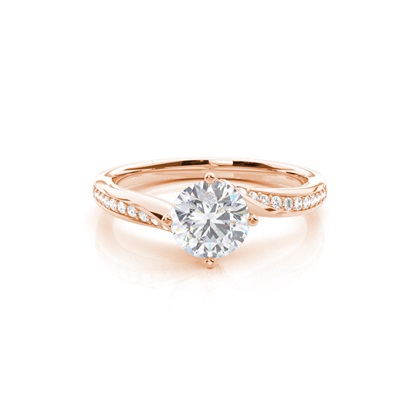 4 Prong Setting Round Moissanite Side Stone Engagement Ring