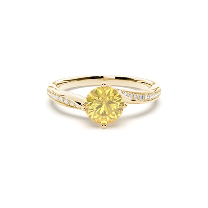 Prong Setting Yellow Diamond Side Stone Engagement Ring