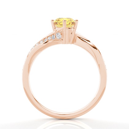 Krappen Verlobungsring mit Seitensteinen runder gelber Diamant