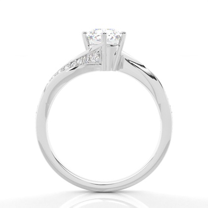 4 Prong Setting Round Diamond Side Stone Engagement Ring