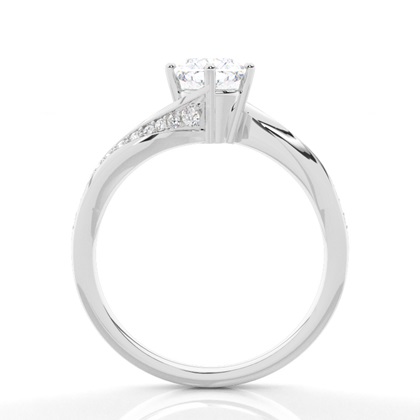 Verlobungsring Mit 4 Krappen In Runder Moissanit-Seitensteinfassung