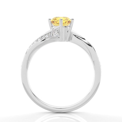 Krappen Verlobungsring mit Seitensteinen runder gelber Diamant