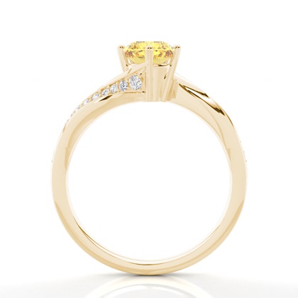 Prong Setting Yellow Diamond Side Stone Engagement Ring