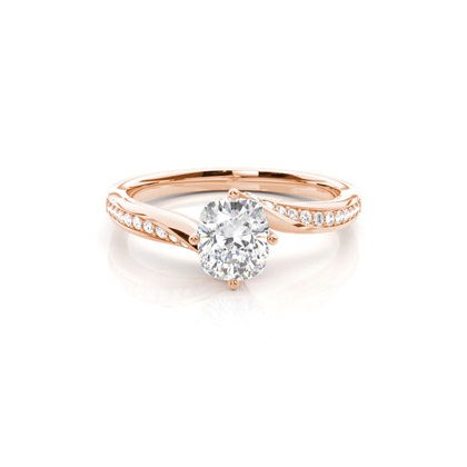 4 Prong Setting Round Diamond Side Stone Engagement Ring