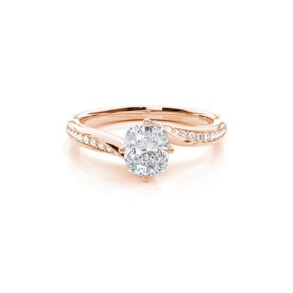 4 Prong Setting Round Moissanite Side Stone Engagement Ring