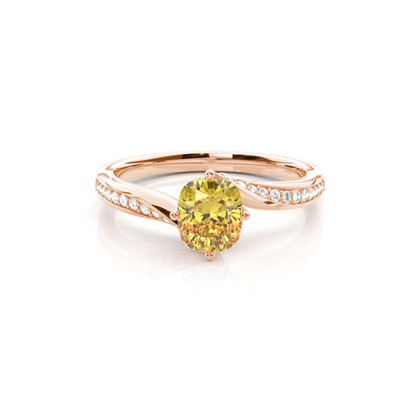 Prong Setting Yellow Diamond Side Stone Engagement Ring