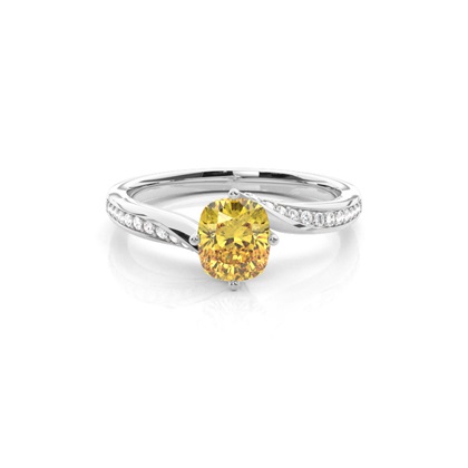 Prong Setting Yellow Diamond Side Stone Engagement Ring