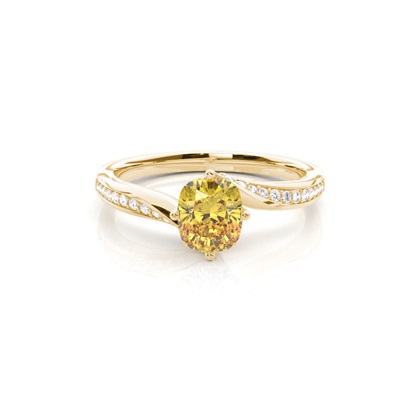 Prong Setting Yellow Diamond Side Stone Engagement Ring