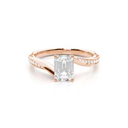 4 Prong Setting Round Diamond Side Stone Engagement Ring