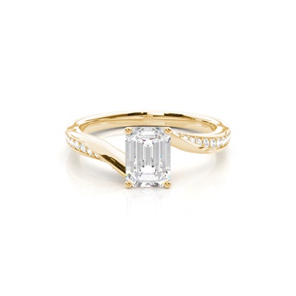 4 Prong Setting Round Diamond Side Stone Engagement Ring