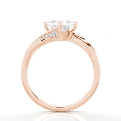 4 Prong Setting Round Diamond Side Stone Engagement Ring