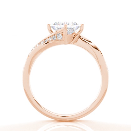 Verlobungsring Mit 4 Krappen In Runder Moissanit-Seitensteinfassung