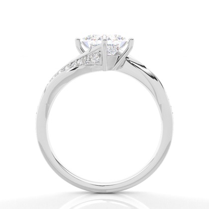 Verlobungsring Mit 4 Krappen In Runder Moissanit-Seitensteinfassung