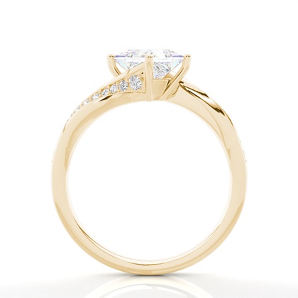 4 Prong Setting Round Diamond Side Stone Engagement Ring