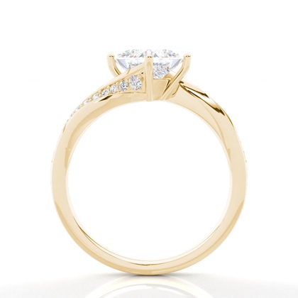 Verlobungsring Mit 4 Krappen In Runder Moissanit-Seitensteinfassung