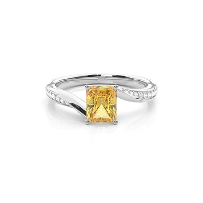 Prong Setting Yellow Diamond Side Stone Engagement Ring