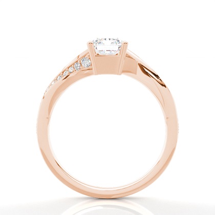 Verlobungsring Mit 4 Krappen In Runder Diamant-Seitensteinfassung