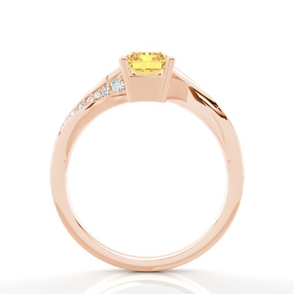 Krappen Verlobungsring mit Seitensteinen runder gelber Diamant