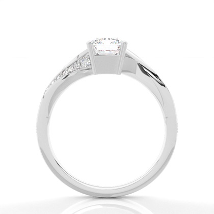 Verlobungsring Mit 4 Krappen In Runder Diamant-Seitensteinfassung