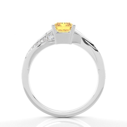 Krappen Verlobungsring mit Seitensteinen runder gelber Diamant